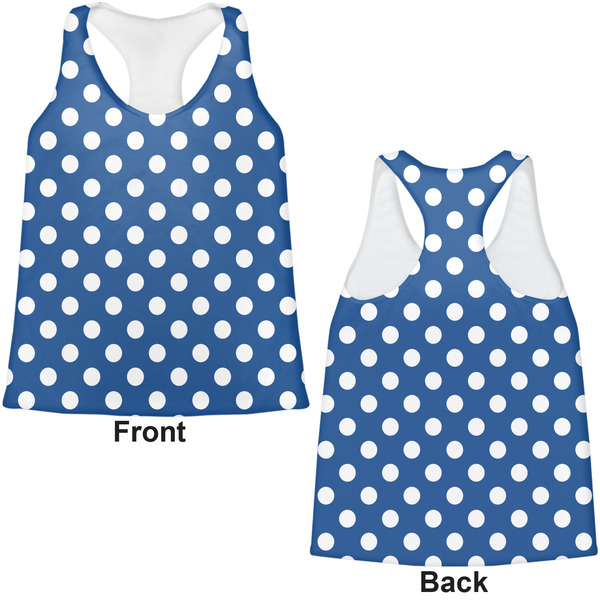 Polka Dots Womens Racerback Tank Tops - Medium - Front and Back