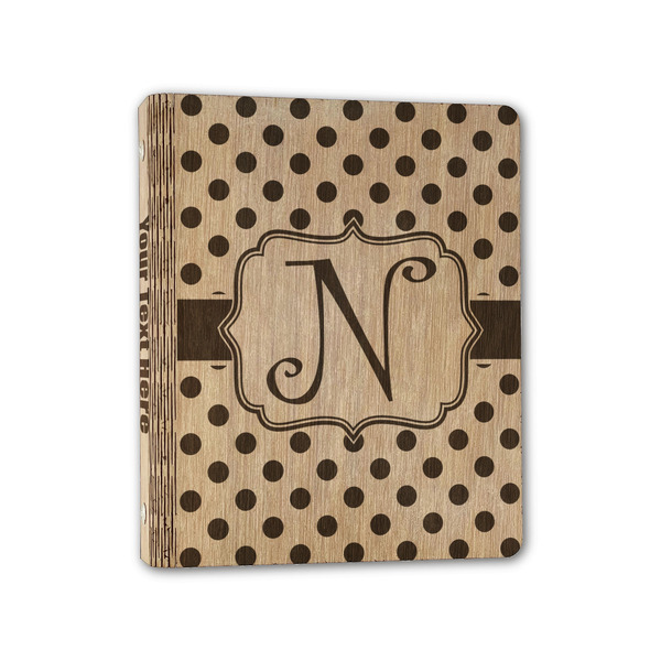 Custom Polka Dots Wood 3-Ring Binder - 1" Half-Letter Size (Personalized)