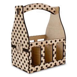 Polka Dots Wooden Beer Bottle Caddy (Personalized)
