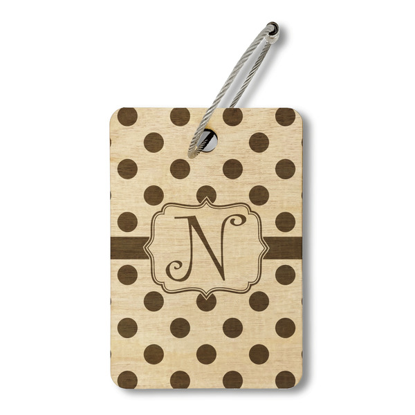 Custom Polka Dots Wood Luggage Tag - Rectangle (Personalized)