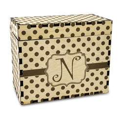 Polka Dots Wood Recipe Box - Laser Engraved (Personalized)