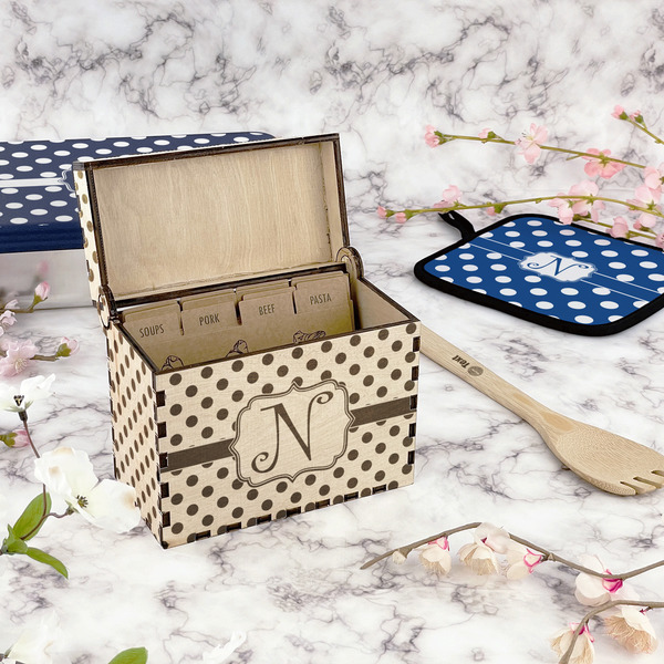 Polka Dots Wood Recipe Boxes - Lifestyle