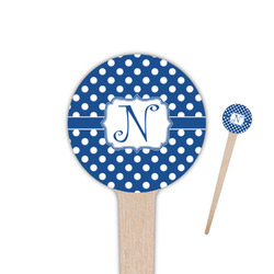 Polka Dots 4" Round Wooden Food Picks - Single Sided (Personalized)