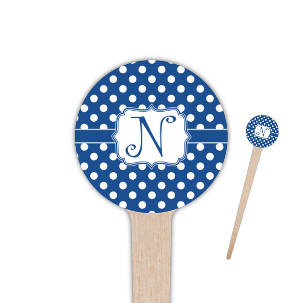 Custom Polka Dots 4" Round Wooden Food Picks - Single Sided (Personalized)