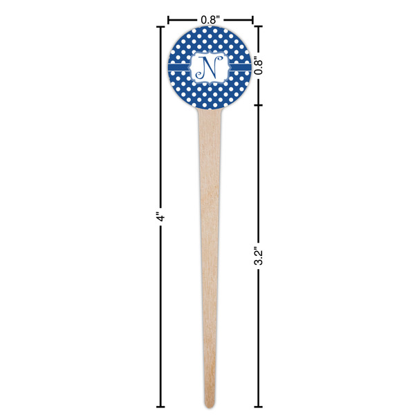 Polka Dots Wooden 4" Food Pick - Round - Dimensions