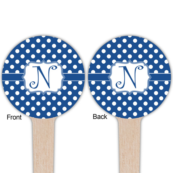 Polka Dots Wooden 4" Food Pick - Round - Double Sided - Front & Back