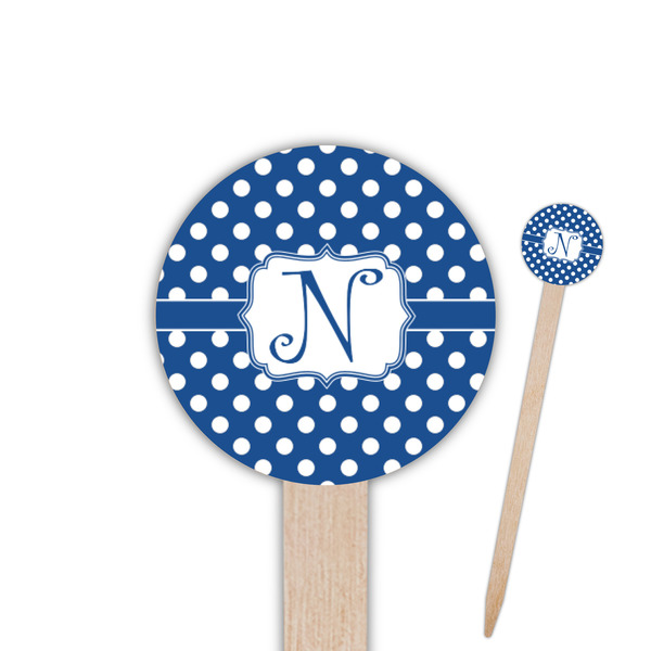 Custom Polka Dots Round Wooden Food Picks (Personalized)