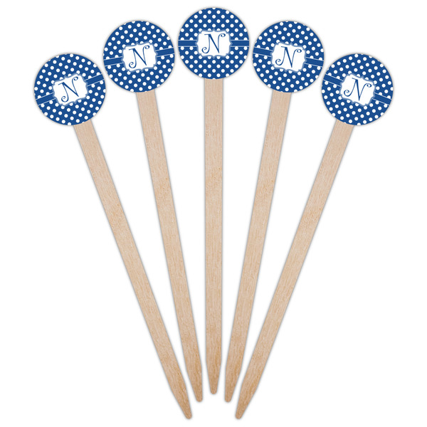 Polka Dots Wooden 6" Food Pick - Round - Fan View
