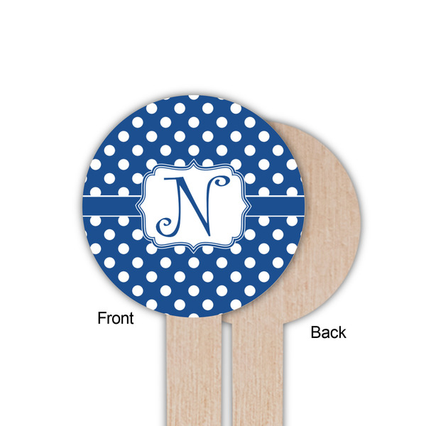 Polka Dots Wooden 6" Food Pick - Round - Single Sided - Front & Back