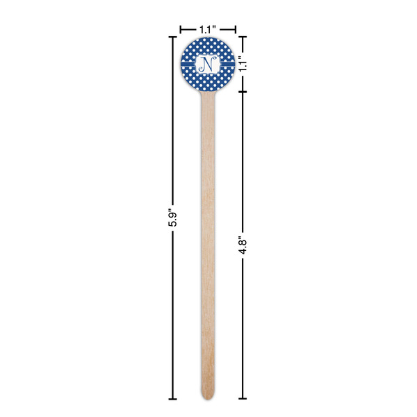 Polka Dots Wooden 6" Stir Stick - Round - Dimensions
