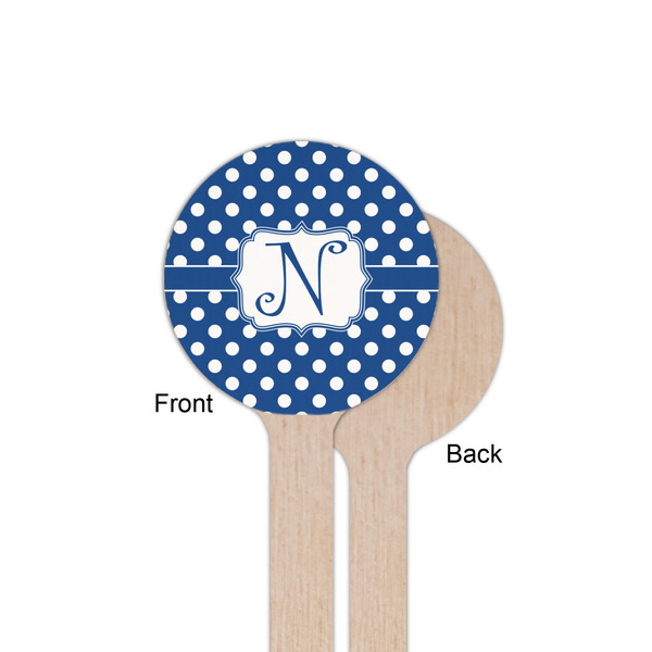 Polka Dots Wooden 6" Stir Stick - Round - Single Sided - Front & Back