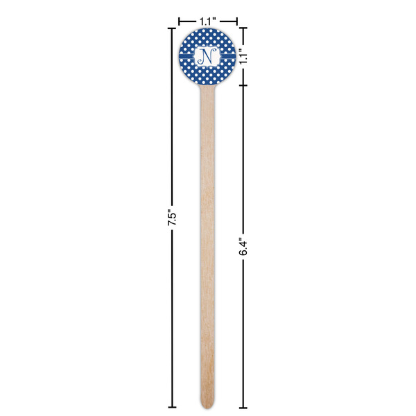 Polka Dots Wooden 7.5" Stir Stick - Round - Dimensions