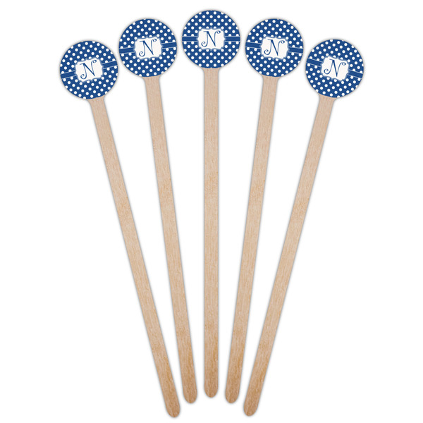 Polka Dots Wooden 7.5" Stir Stick - Round - Fan View