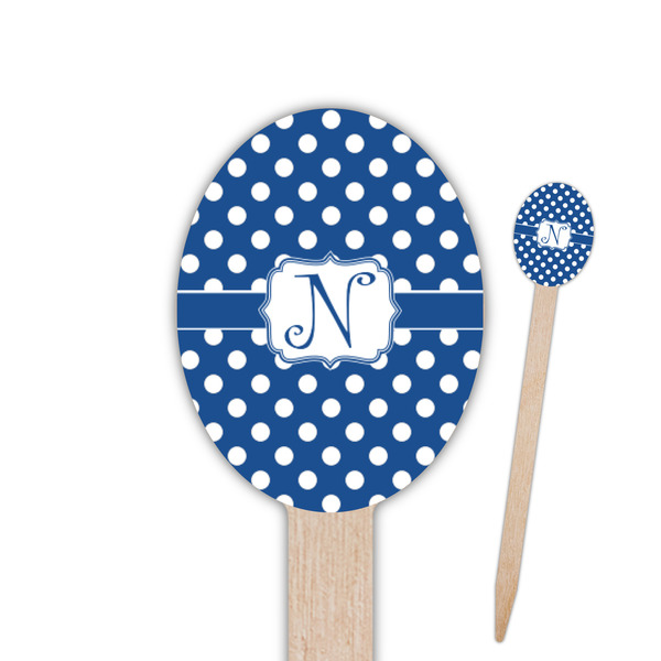 Custom Polka Dots Oval Wooden Food Picks - Double Sided (Personalized)