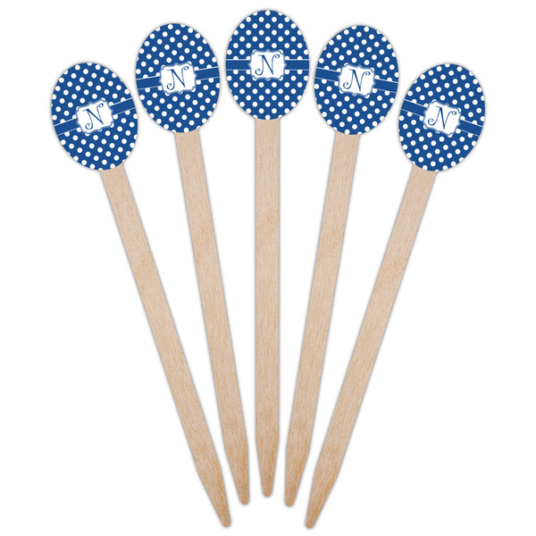 Polka Dots Wooden Food Pick - Oval - Fan View