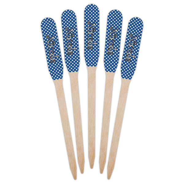 Polka Dots Wooden Food Pick - Paddle - Fan View