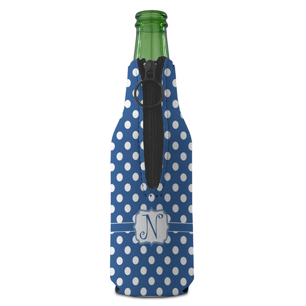 Polka Dots Zipper Bottle Cooler - BACK (bottle)