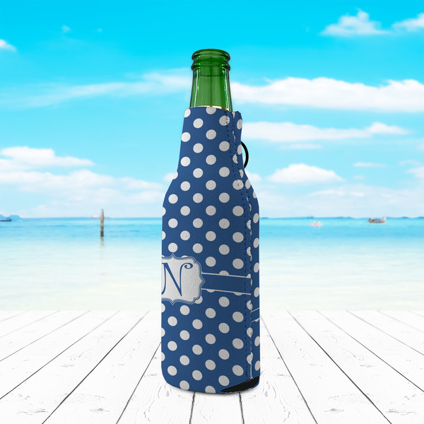 Polka Dots Zipper Bottle Cooler - LIFESTYLE