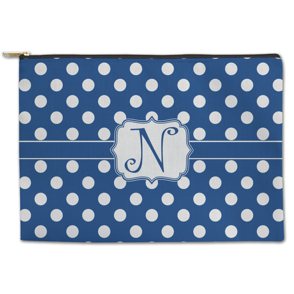 Custom Polka Dots Zipper Pouch - Large - 12.5"x8.5" (Personalized)