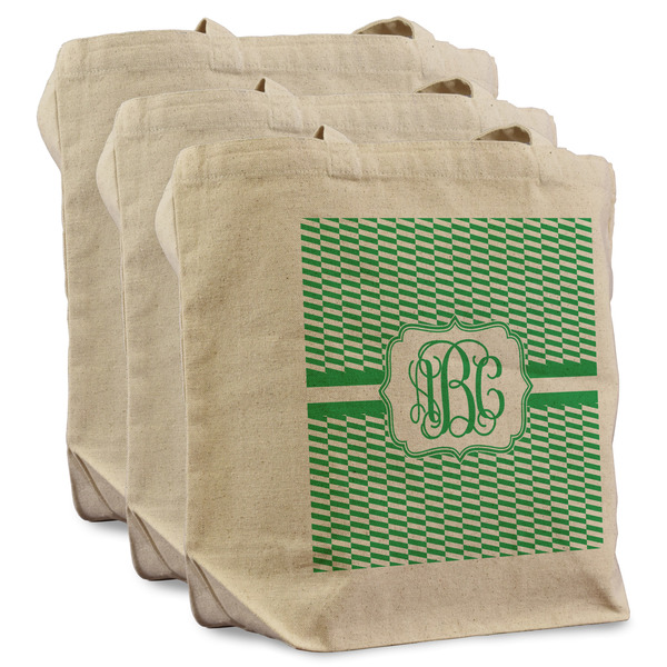 Custom Zig Zag Reusable Cotton Grocery Bags - Set of 3 (Personalized)