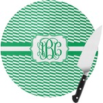 Zig Zag Round Glass Cutting Board - Small (Personalized)