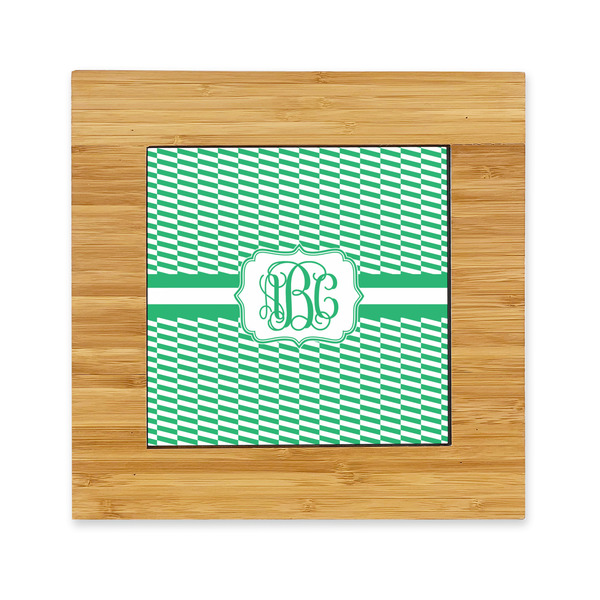 Custom Zig Zag Bamboo Trivet with Ceramic Tile Insert (Personalized)