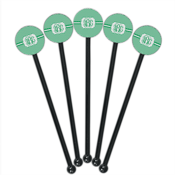 Zig Zag Black Plastic 5.5" Stir Stick - Round - Fan View