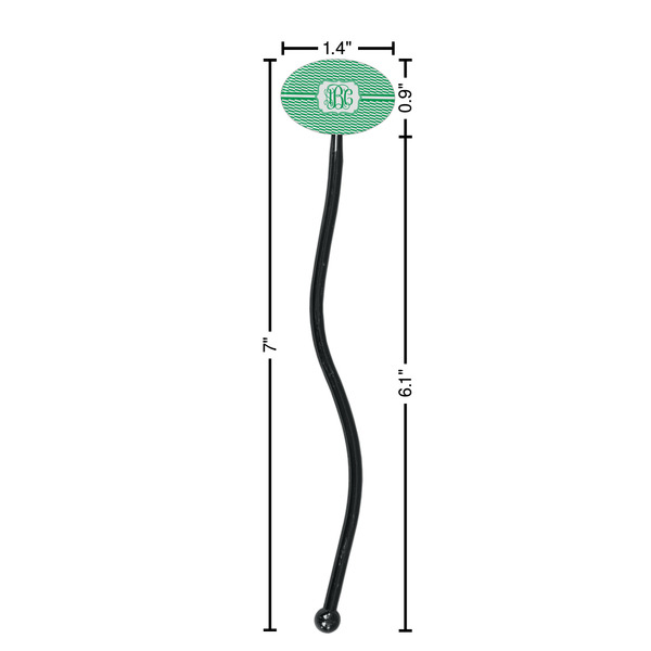 Zig Zag Black Plastic 7" Stir Stick - Oval - Dimensions