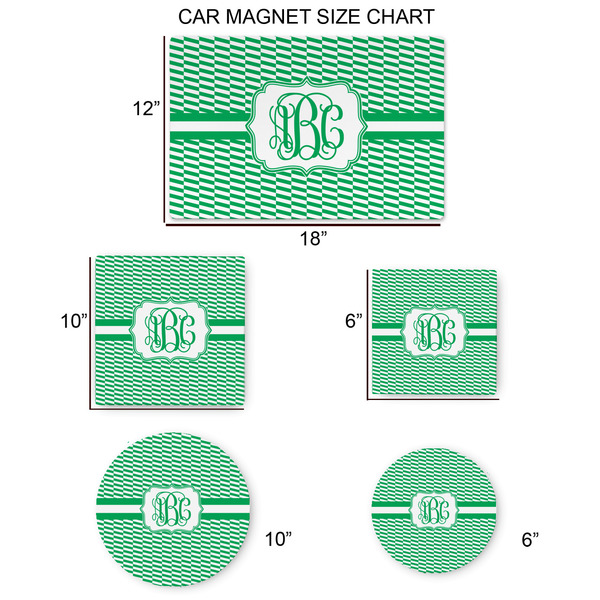 Zig Zag Car Magnets - SIZE CHART