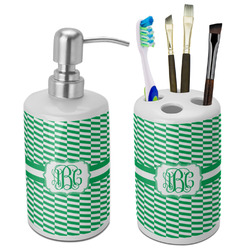 Zig Zag Ceramic Bathroom Accessories Set (Personalized)