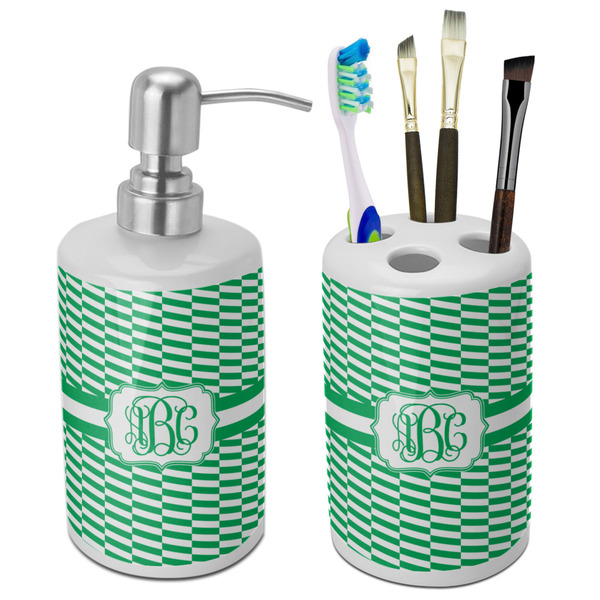 Custom Zig Zag Ceramic Bathroom Accessories Set (Personalized)
