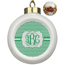Zig Zag Ceramic Ball Ornaments - Poinsettia Garland (Personalized)
