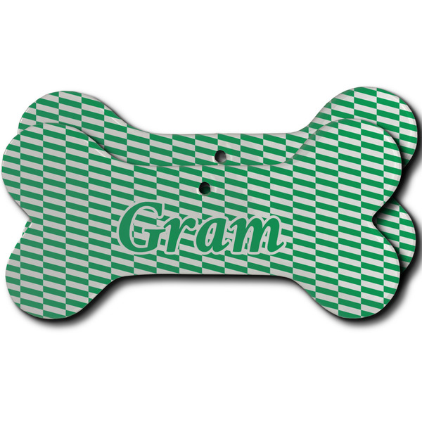 Custom Zig Zag Ceramic Dog Ornament - Front & Back w/ Monogram