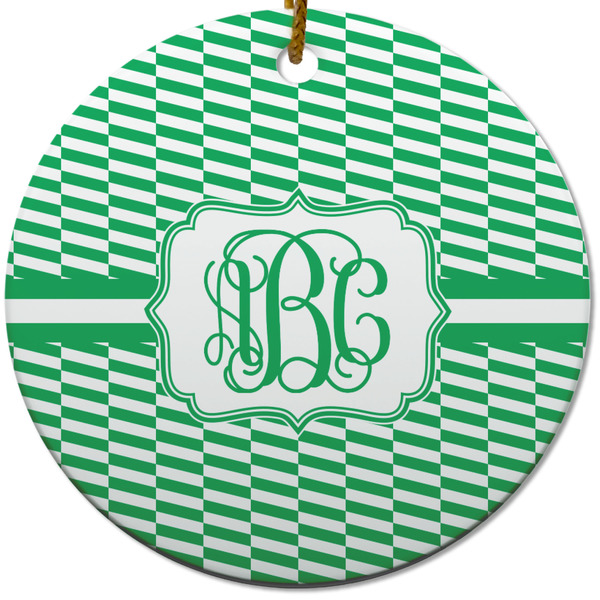 Custom Zig Zag Round Ceramic Ornament w/ Monogram
