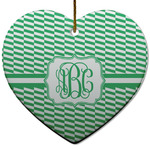 Zig Zag Heart Ceramic Ornament w/ Monogram