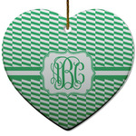 Zig Zag Heart Ceramic Ornament w/ Monogram
