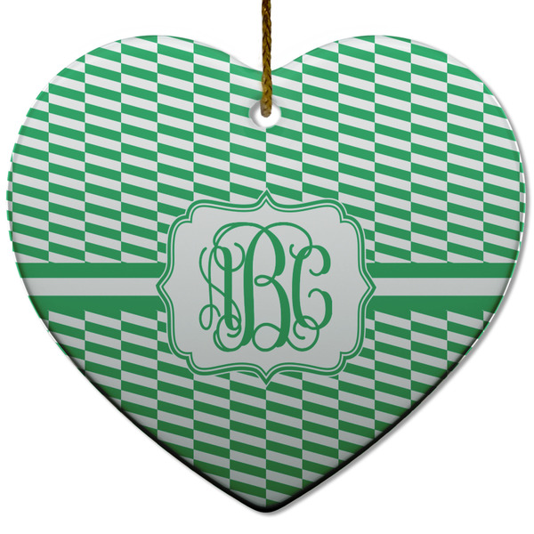 Custom Zig Zag Heart Ceramic Ornament w/ Monogram