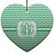 Zig Zag Heart Ceramic Ornament w/ Monogram