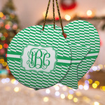Zig Zag Ceramic Ornament w/ Monogram
