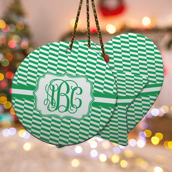 Custom Zig Zag Ceramic Ornament w/ Monogram