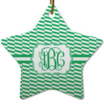 Zig Zag Star Ceramic Ornament w/ Monogram
