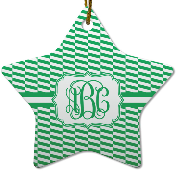 Custom Zig Zag Star Ceramic Ornament w/ Monogram