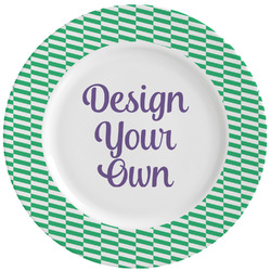 Zig Zag Ceramic Dinner Plates (Set of 4) (Personalized)