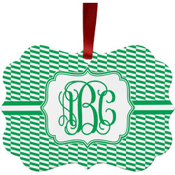Zig Zag Metal Frame Ornament - Double Sided w/ Monogram
