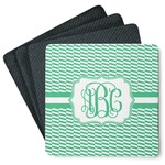 Zig Zag Square Rubber Backed Coasters - Set of 4 (Personalized)