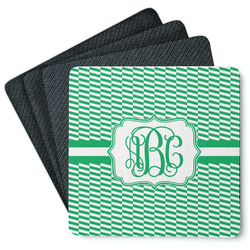 Zig Zag Square Rubber Backed Coasters - Set of 4 (Personalized)