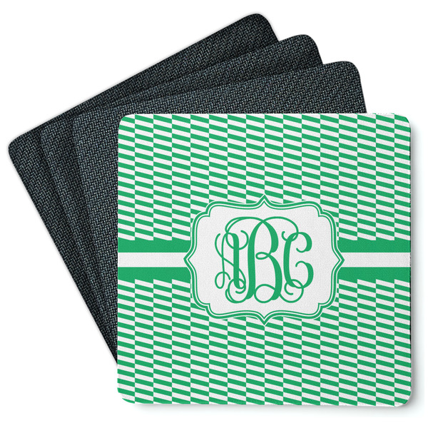 Custom Zig Zag Square Rubber Backed Coasters - Set of 4 (Personalized)