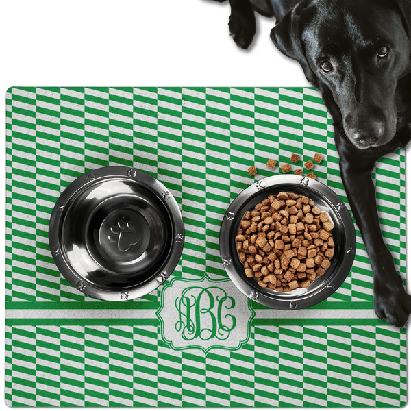 Custom Zig Zag Dog Food Mat - Large w/ Monogram