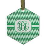 Zig Zag Flat Glass Ornament - Hexagon w/ Monogram