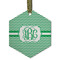 Zig Zag Flat Glass Ornament - Hexagon w/ Monogram